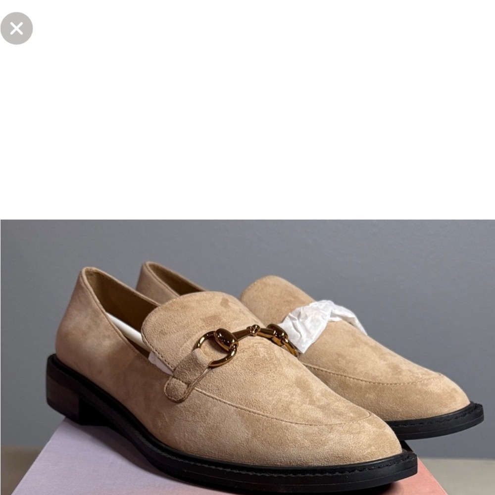 Lisa Vicky Zany-V Tan Camel Kid Suede Loafer Size: 7.5 NIB